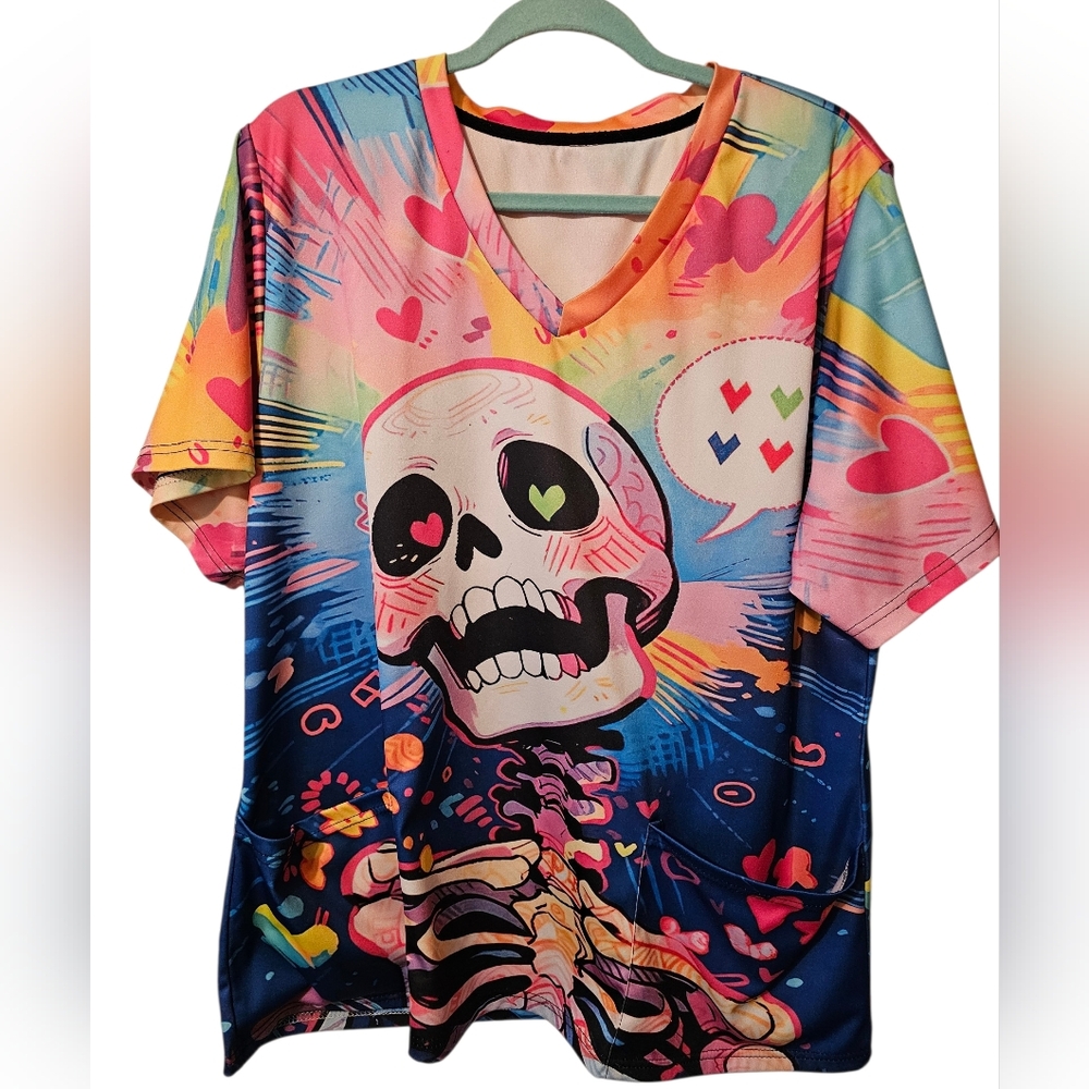 Skull Scrub Shirt, Sz 3X